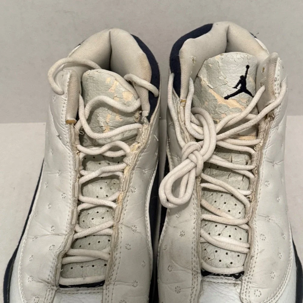 VTG 90s Jordan 13 Retro White Obsidian Basketball Shoes Size 9 Sneakers Mens‎
